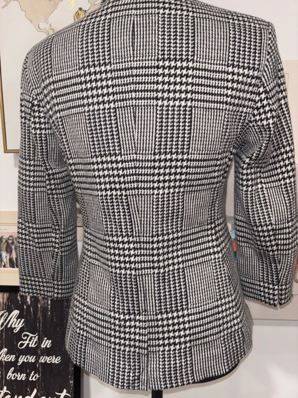 Lauren Ralph Lauren Black and White Glen Plaid Blazer - Picture 3 of 5